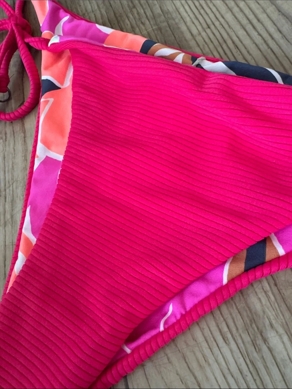 NWT Maaji x Anthropologie Side Tie Pink Floral Reversible Bikini Bottom Sz Large